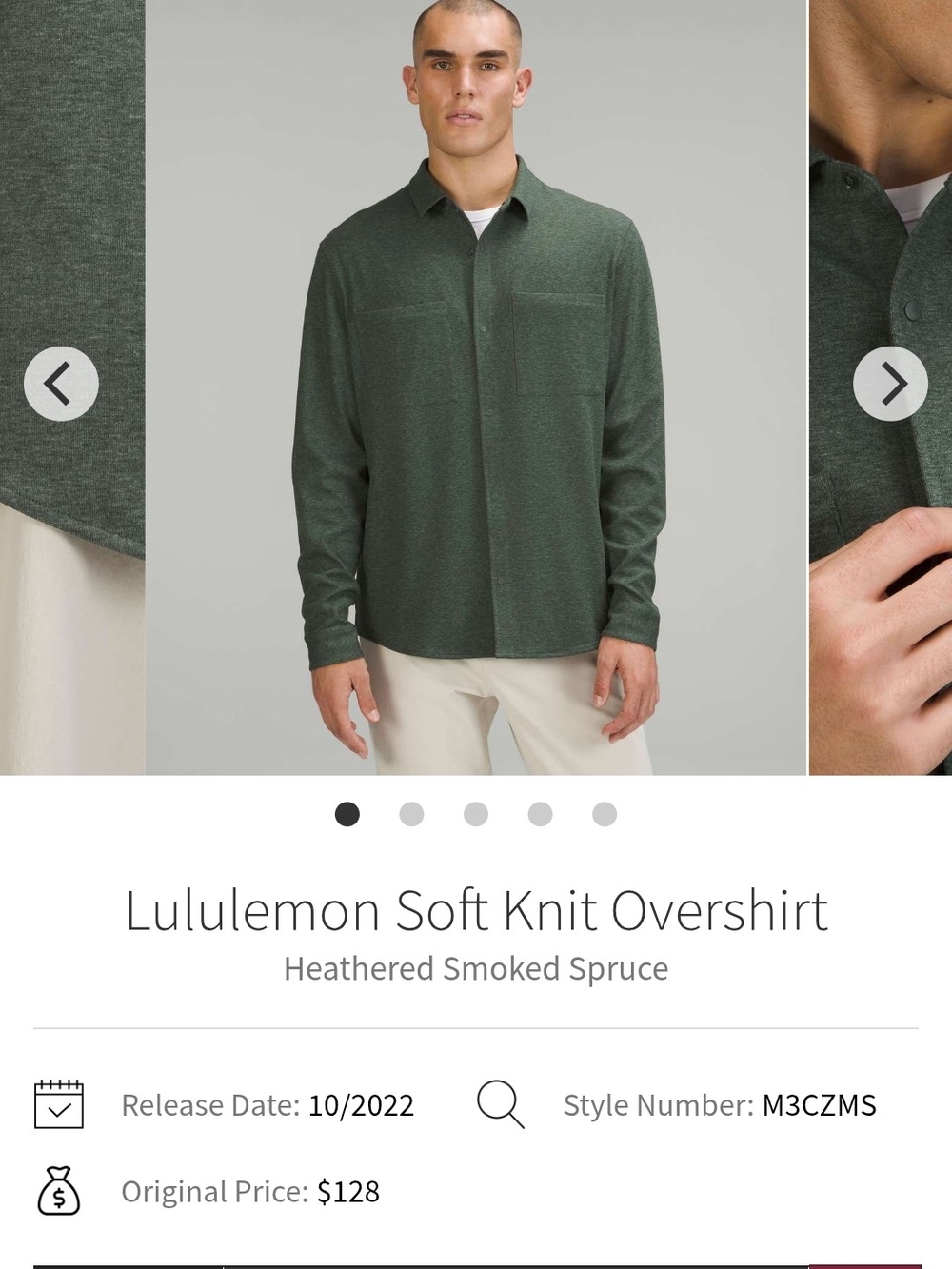 lululemon athletica Men’s Soft Knit Overshirt - Heathered Smoked Spruce